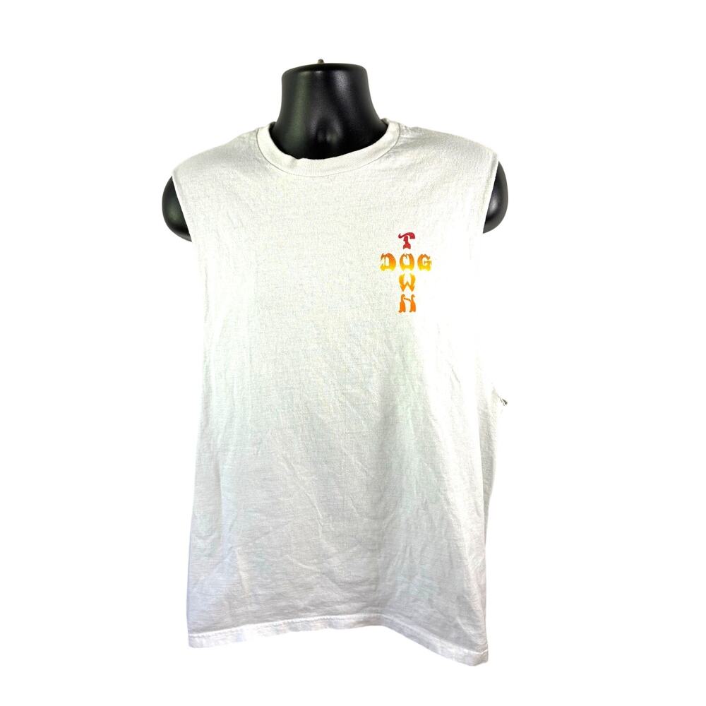 Dogtown Cross Logo White Sleeveless T Shirt XL Skate Punk